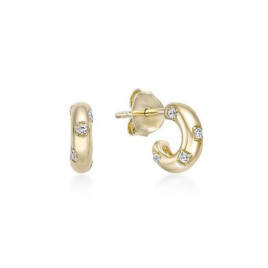 Gemminded 18k Gold Over Silver 1/10ct. T.W. Lab-Grown Diamond Hoop Earrings