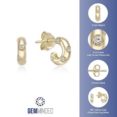 Gemminded 18k Gold Over Silver 1/10ct. T.W. Lab-Grown Diamond Hoop Earrings