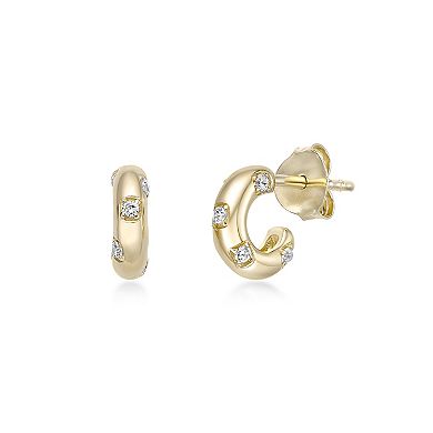 Gemminded 18k Gold Over Silver 1/10ct. T.W. Lab-Grown Diamond Hoop Earrings