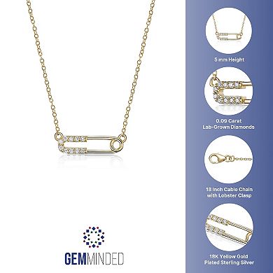 Gemminded 18k Gold Over Silver 1/10 Carat T.W. Lab-Grown Diamond Necklace