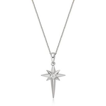Gemminded Sterling Silver Lab-Grown Diamond Accent Star Pendant Necklace