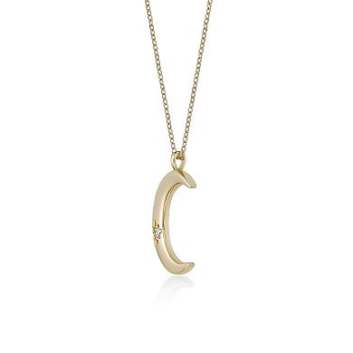 Gemminded 18k Gold Over Silver Lab-Grown Diamond Accent Moon Pendant Necklace