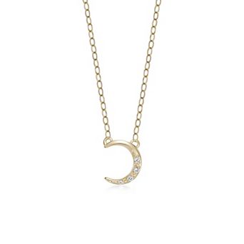 Gemminded 18k Gold Over Silver Lab-Grown Diamond Accent Moon Necklace