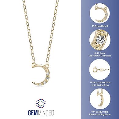 Gemminded 18k Gold Over Silver Lab-Grown Diamond Accent Moon Necklace