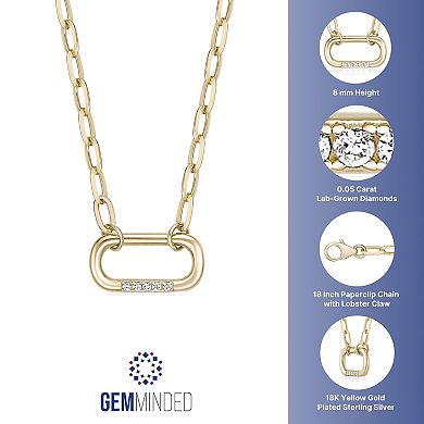Gemminded 18k Gold Over Silver Lab-Grown Diamond Accent Pendant Necklace