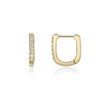 Gemminded 18k Gold Over Silver 1/10 Carat T.W. Lab-Grown Diamond Hoop Earrings
