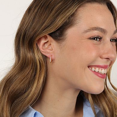 Gemminded 18k Gold Over Silver 1/10 Carat T.W. Lab-Grown Diamond Hoop Earrings