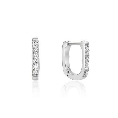 Gemminded 18k Gold Over Silver 1/10 Carat T.W. Lab-Grown Diamond Hoop Earrings