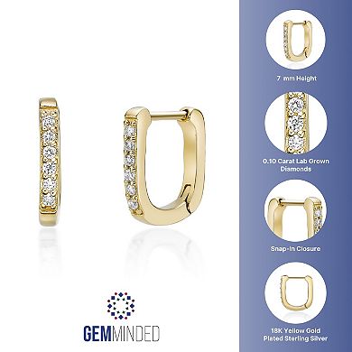 Gemminded 18k Gold Over Silver 1/10 Carat T.W. Lab-Grown Diamond Hoop Earrings