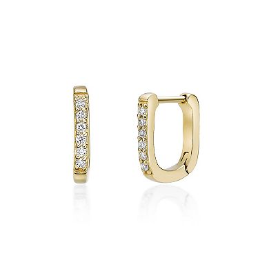 Gemminded 18k Gold Over Silver 1/10 Carat T.W. Lab-Grown Diamond Hoop Earrings