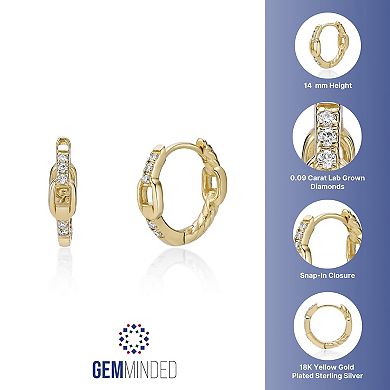 Gemminded 18k Gold Over Silver 1/10 Carat T.W. Lab-Grown Diamond Earrings