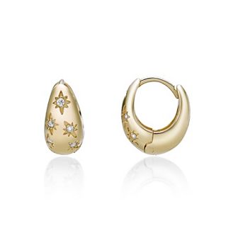 Gemminded 18k Gold Over Silver 1/10 Carat T.W. Lab-Grown Diamond Hoop Earrings
