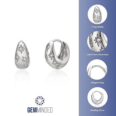 Gemminded Sterling Silver 1/10 Carat T.W. Lab-Grown Diamond Hoop Earrings