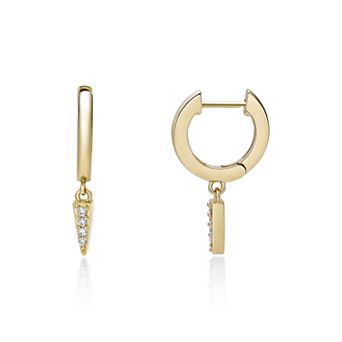Gemminded 18k Gold Over Silver Lab-Grown Diamond Accent Hoop Drop Earrings