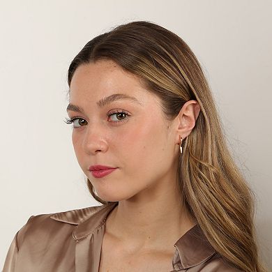 Gemminded 18k Gold Over Silver Lab-Grown Diamond Accent Hoop Drop Earrings