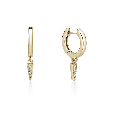 Gemminded 18k Gold Over Silver Lab-Grown Diamond Accent Hoop Drop Earrings