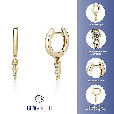 Gemminded 18k Gold Over Silver Lab-Grown Diamond Accent Hoop Drop Earrings