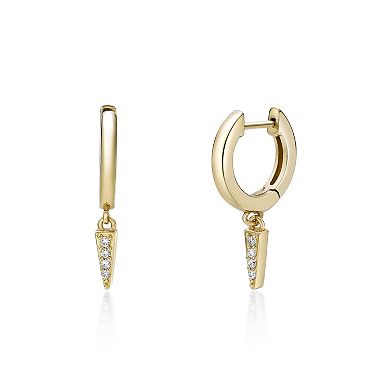 Gemminded 18k Gold Over Silver Lab-Grown Diamond Accent Hoop Drop Earrings