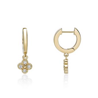 Gemminded 18k Gold Over Silver 1/10 ct T.W. Lab-Grown Diamond Hoop Drop Earrings