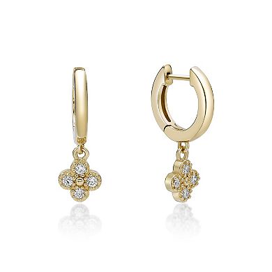 Gemminded 18k Gold Over Silver 1/10ct. T.W. Lab-Grown Diamond Hoop Drop Earrings