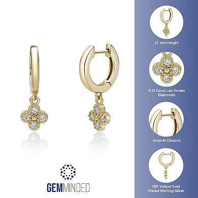 Gemminded 18k Gold Over Silver 1/10ct. T.W. Lab-Grown Diamond Hoop Drop Earrings