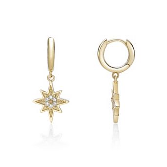 Gemminded 18k Gold Over Silver Lab-Grown Diamond Accent Star Drop Earrings