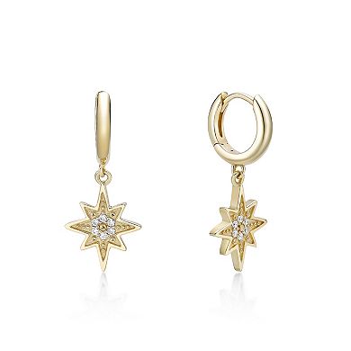 Gemminded 18k Gold Over Silver Lab-Grown Diamond Accent Star Drop Earrings