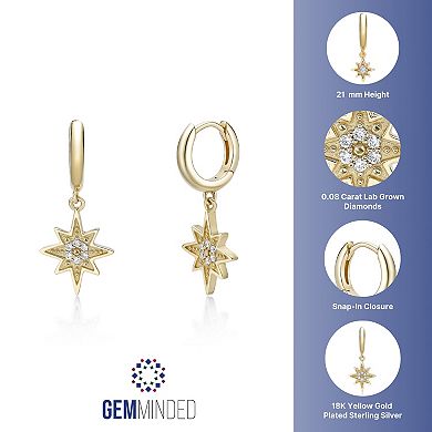 Gemminded 18k Gold Over Silver Lab-Grown Diamond Accent Star Drop Earrings