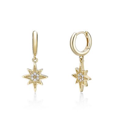 Gemminded 18k Gold Over Silver Lab-Grown Diamond Accent Star Drop Earrings
