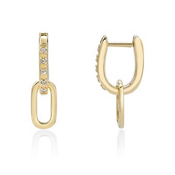 Gemminded 18k Gold Over Silver Lab-Grown Diamond Accent Link Drop Earrings
