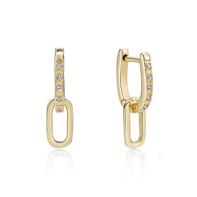 Gemminded 18k Gold Over Silver Lab-Grown Diamond Accent Link Drop Earrings
