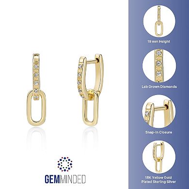 Gemminded 18k Gold Over Silver Lab-Grown Diamond Accent Link Drop Earrings