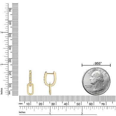 Gemminded 18k Gold Over Silver Lab-Grown Diamond Accent Link Drop Earrings