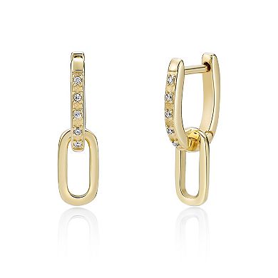 Gemminded 18k Gold Over Silver Lab-Grown Diamond Accent Link Drop Earrings