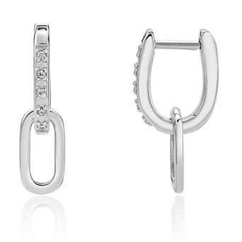 Gemminded 18k Gold Over Silver Lab-Grown Diamond Accent Link Drop Earrings