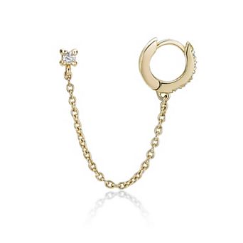 Gemminded 18k Gold Over Silver Lab-Grown Diamond Accent Single Huggie Earring