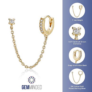 Gemminded 18k Gold Over Silver Lab-Grown Diamond Accent Single Huggie Earring