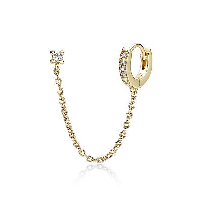 Gemminded 18k Gold Over Silver Lab-Grown Diamond Accent Single Huggie Earring