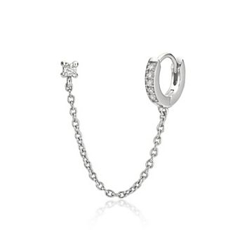 Gemminded Sterling Silver Lab-Grown Diamond Accent Single Huggie Earring