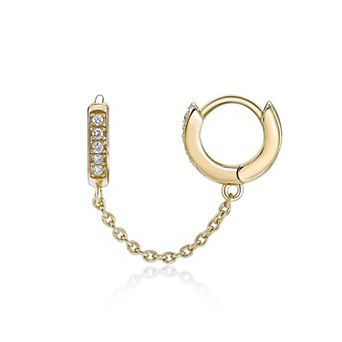 Gemminded 18k Gold Over Silver 1/10 Carat T.W. Lab-Grown Diamond Single Huggie Earring