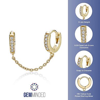 Gemminded 18k Gold Over Silver 1/10 Carat T.W. Lab-Grown Diamond Single Huggie Earring
