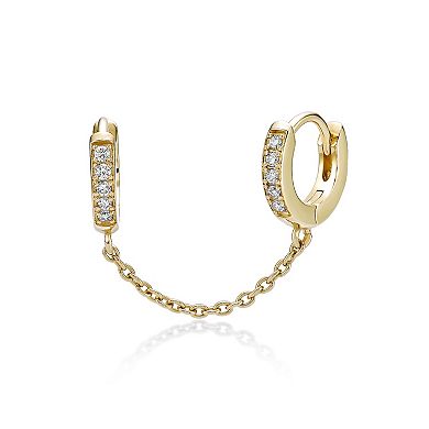 Gemminded 18k Gold Over Silver 1/10 Carat T.W. Lab-Grown Diamond Single Huggie Earring