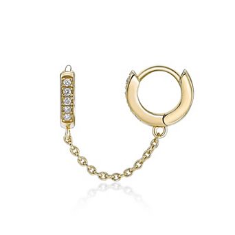 Gemminded 18k Gold Over Silver 1/10 Carat T.W. Lab-Grown Diamond Single Huggie Earring