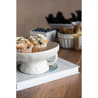 Storied Home Reactive Glaze Stoneware Footed Pedestal / Bowl Table Décor