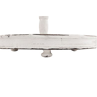 Storied Home Distressed Wood 2-Tier Tray with Metal Handle
