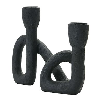 Storied Home Black Finish Decorative Resin Double Taper Candle Holder
