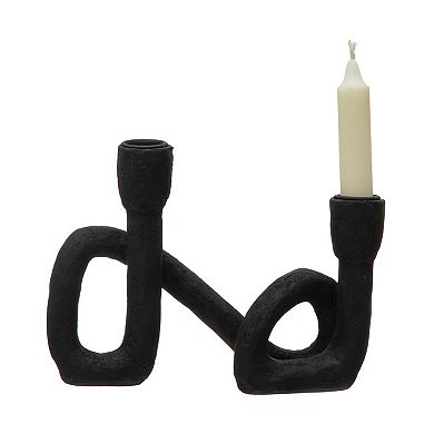 Storied Home Black Finish Decorative Resin Double Taper Candle Holder