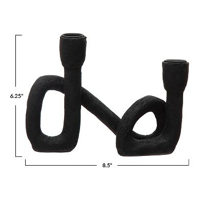 Storied Home Black Finish Decorative Resin Double Taper Candle Holder