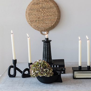 Storied Home Black Finish Decorative Resin Double Taper Candle Holder