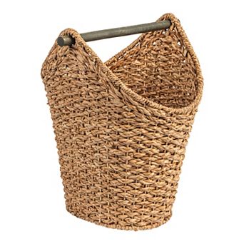 Storied Home Bankuan Braided Oval Toilet Paper Basket with Wood Bar